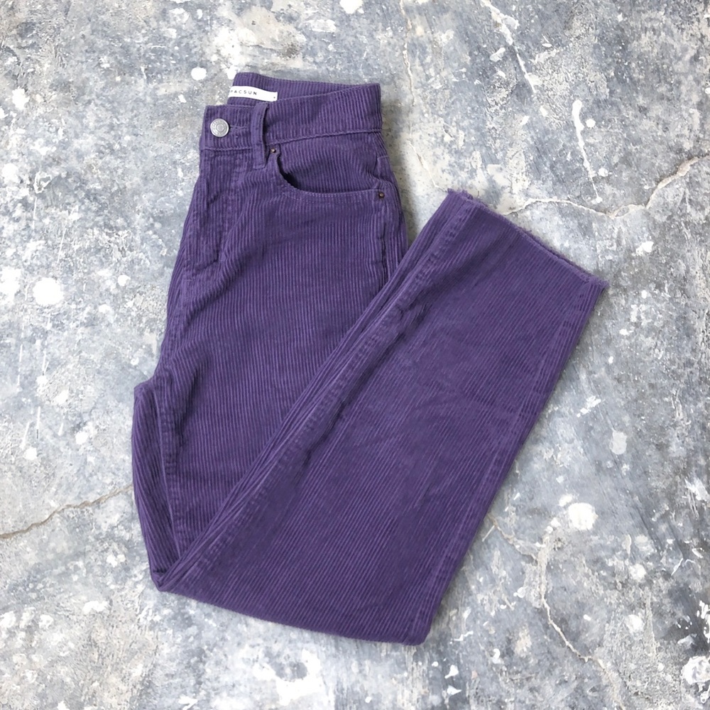 PacSun Purple Corduroy High Waisted Straight Leg Jeans - Picture 4 of 6
